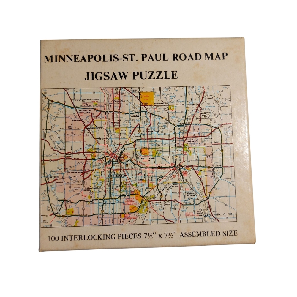 Minneapolis St Paul Vintage 1973 Road Map Jigsaw Puzzle